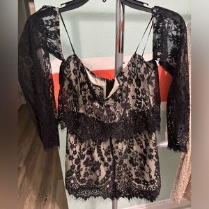 NWT Sage off the shoulder lace romper XS